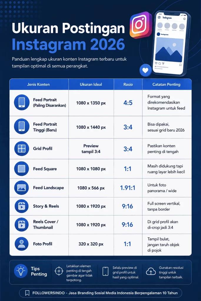 Ukuran Postingan Instagram 2026 - Followersindo